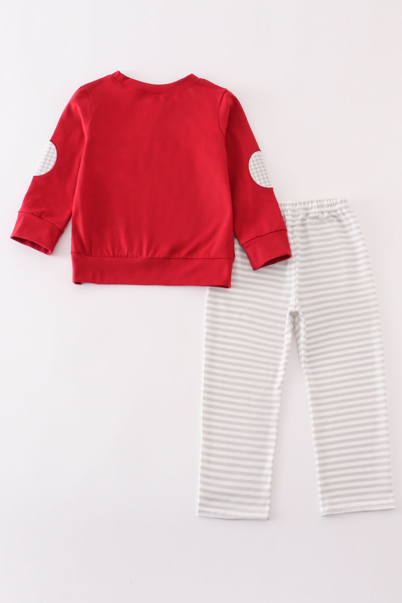 Maroon Alabama french knot boy set - Giggles with Grace
