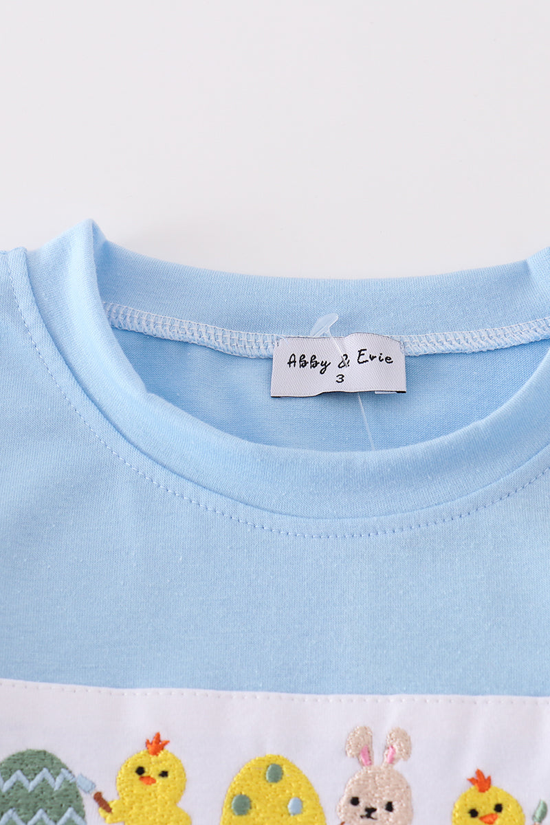 Yellow bunny egg embroidery boy set - Giggles with Grace