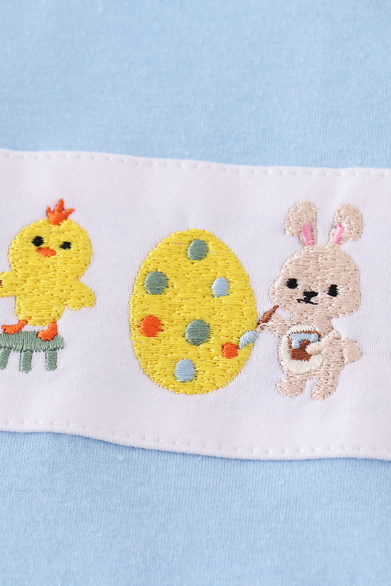 Yellow bunny egg embroidery boy set - Giggles with Grace