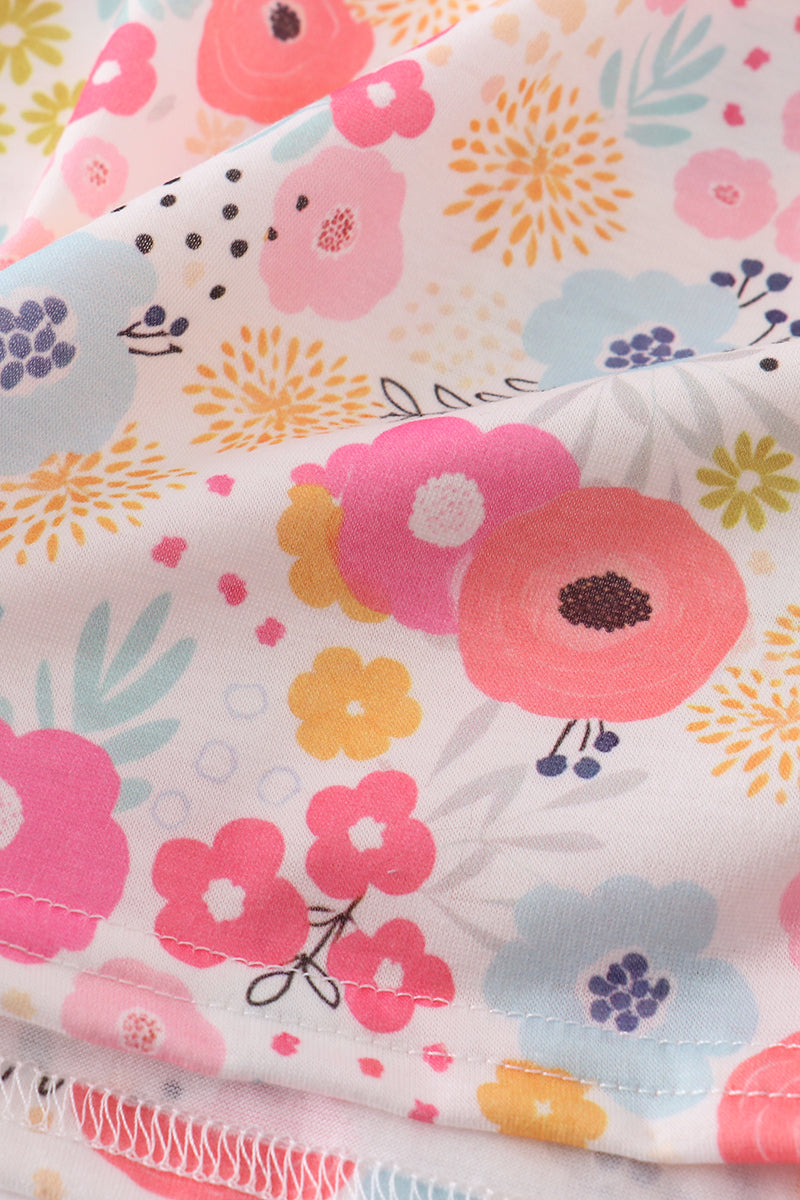 Pink floral print smocked set - Giggles with Grace