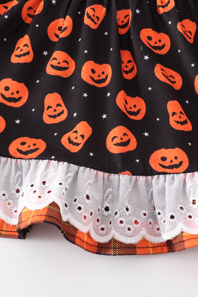 Premium Orange halloween pumpkin girl set - Giggles with Grace