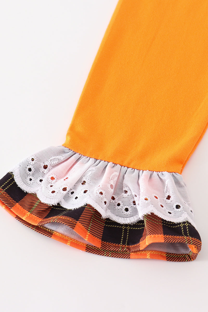 Premium Orange halloween pumpkin girl set - Giggles with Grace