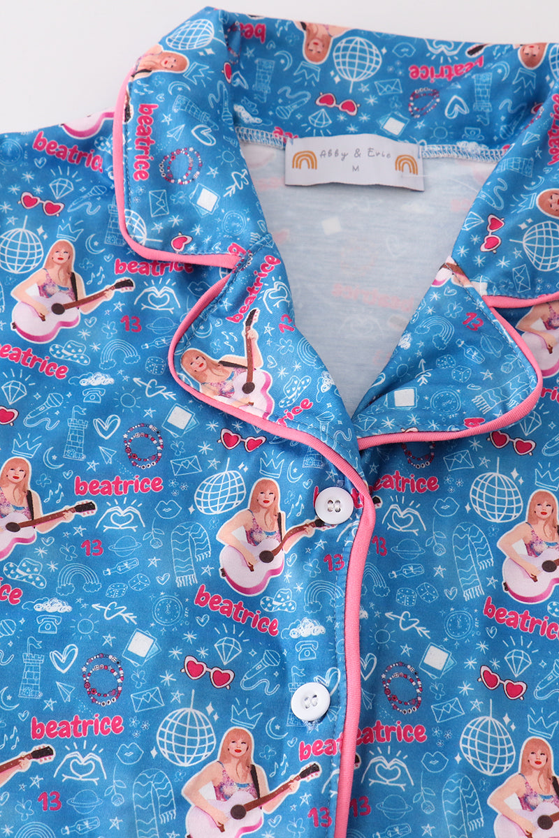 Blue music fan women pajamas set - Giggles with Grace