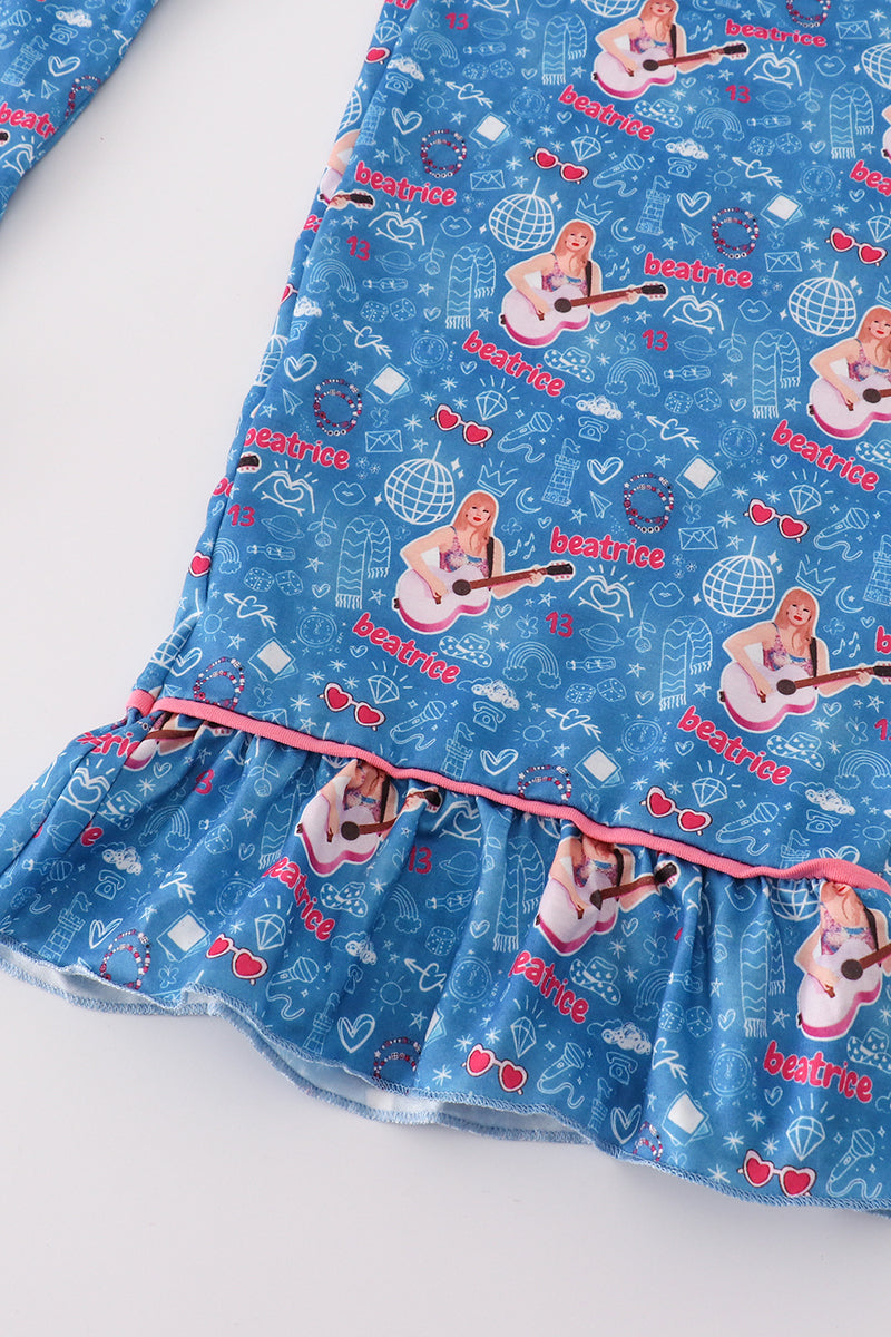 Blue music fan women pajamas set - Giggles with Grace