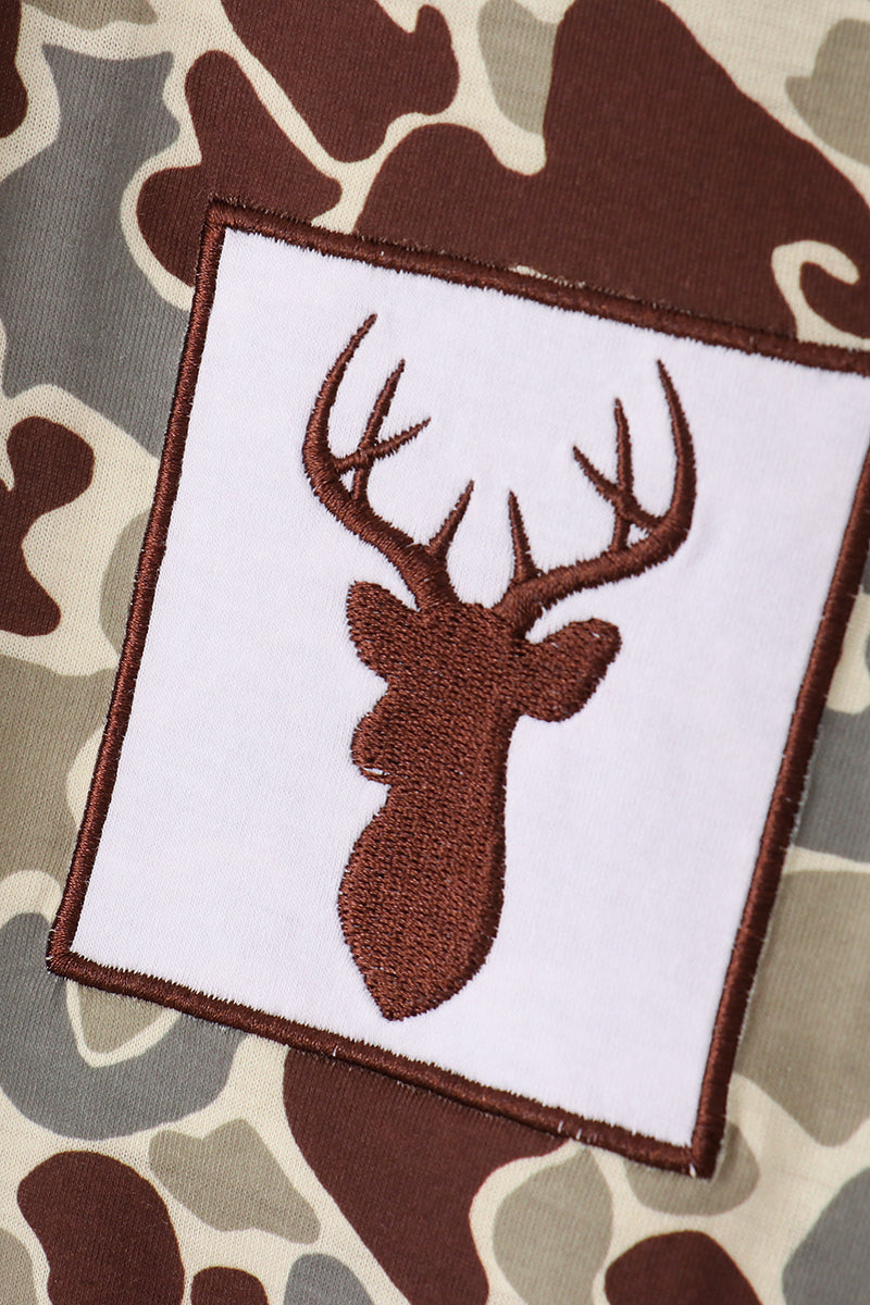 Camouflage antler embroidery men pajamas set - Giggles with Grace