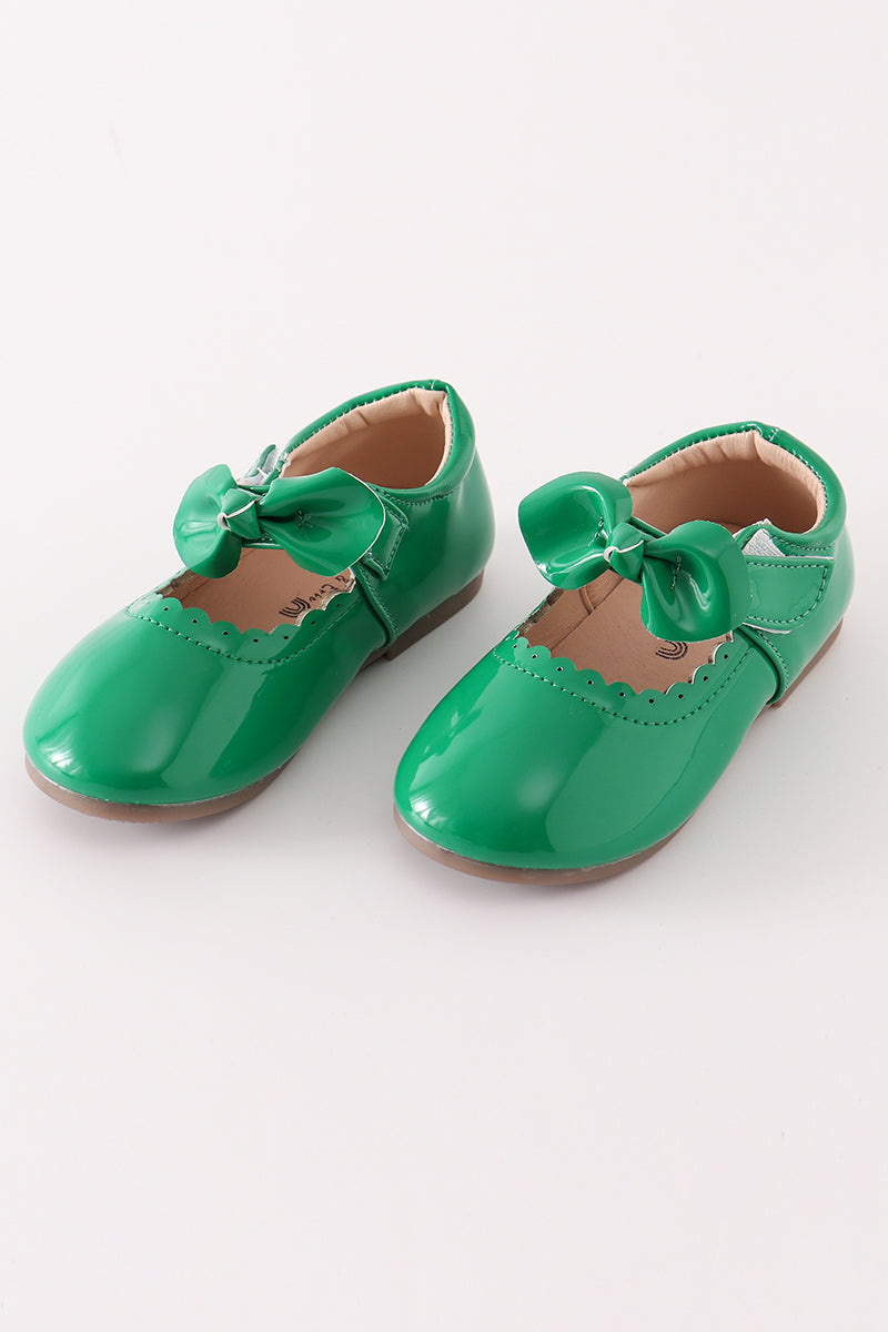 Green bow mary jane shoes - Giggles with Grace