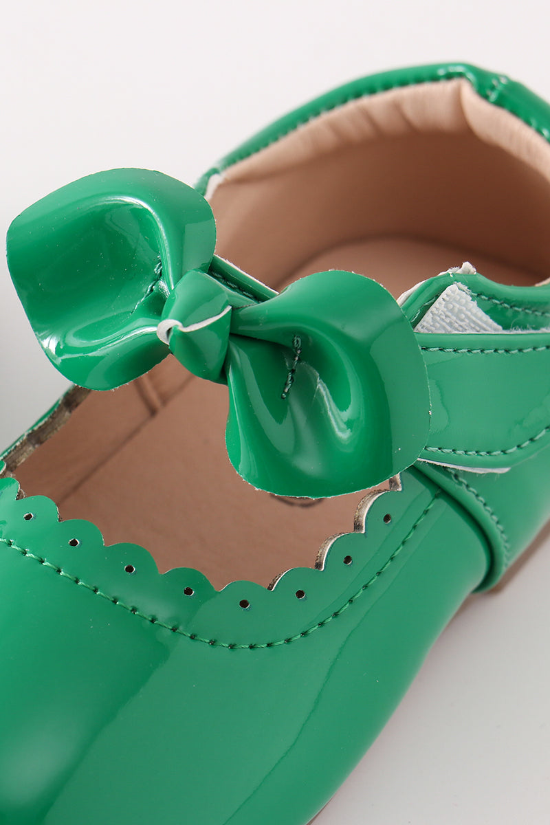 Green bow mary jane shoes - Giggles with Grace
