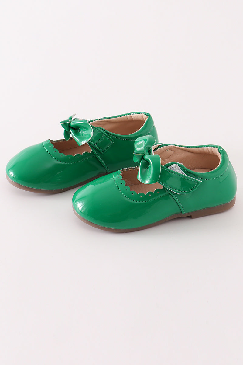 Green bow mary jane shoes - Giggles with Grace