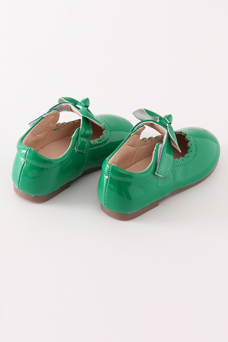 Green bow mary jane shoes - Giggles with Grace