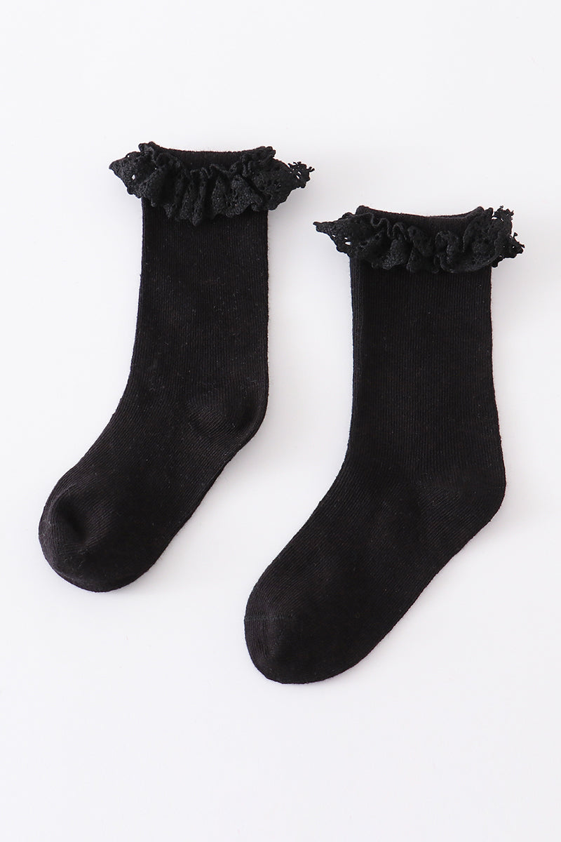 Black Knit lace girls socks - Giggles with Grace
