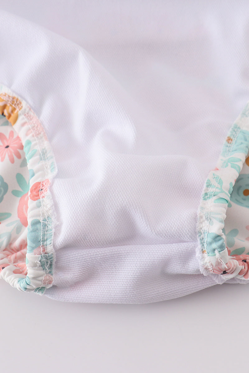 Minty floral bloom print mom swimsuit - Giggles with Grace