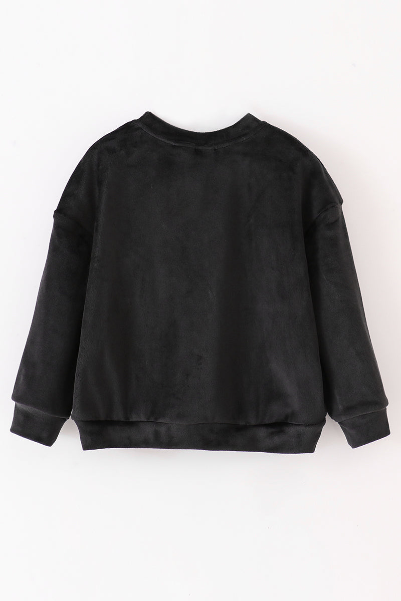 Black velvet blessed embroidery mom&me sweatshirt - Giggles with Grace