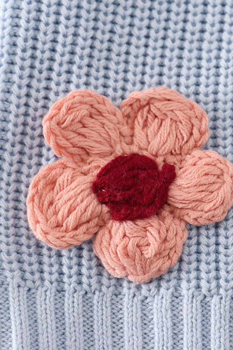 Blue floral hand-embroidery jumper sweater - Giggles with Grace