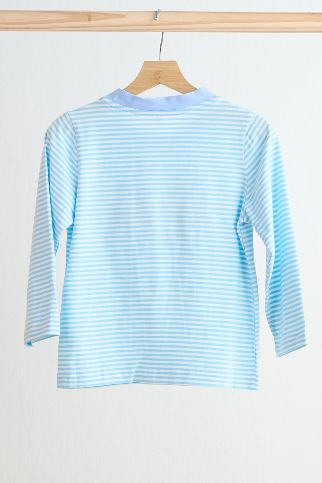Blue puppy hand smocked boy stripe top - Giggles with Grace