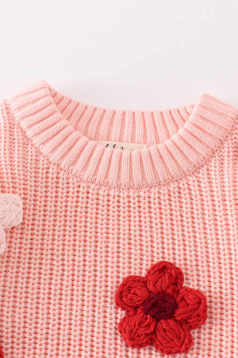 Pink floral hand-embroidery jumper sweater - Giggles with Grace
