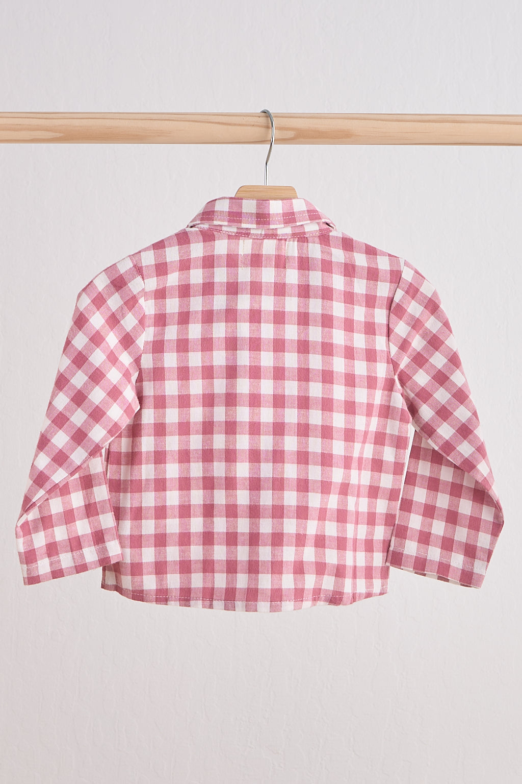 Pink gingham boy flannel button down shirt - Giggles with Grace