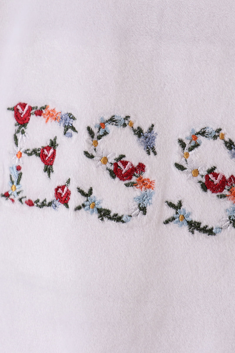 White velvet blessed embroidery mom&me sweatshirt - Giggles with Grace