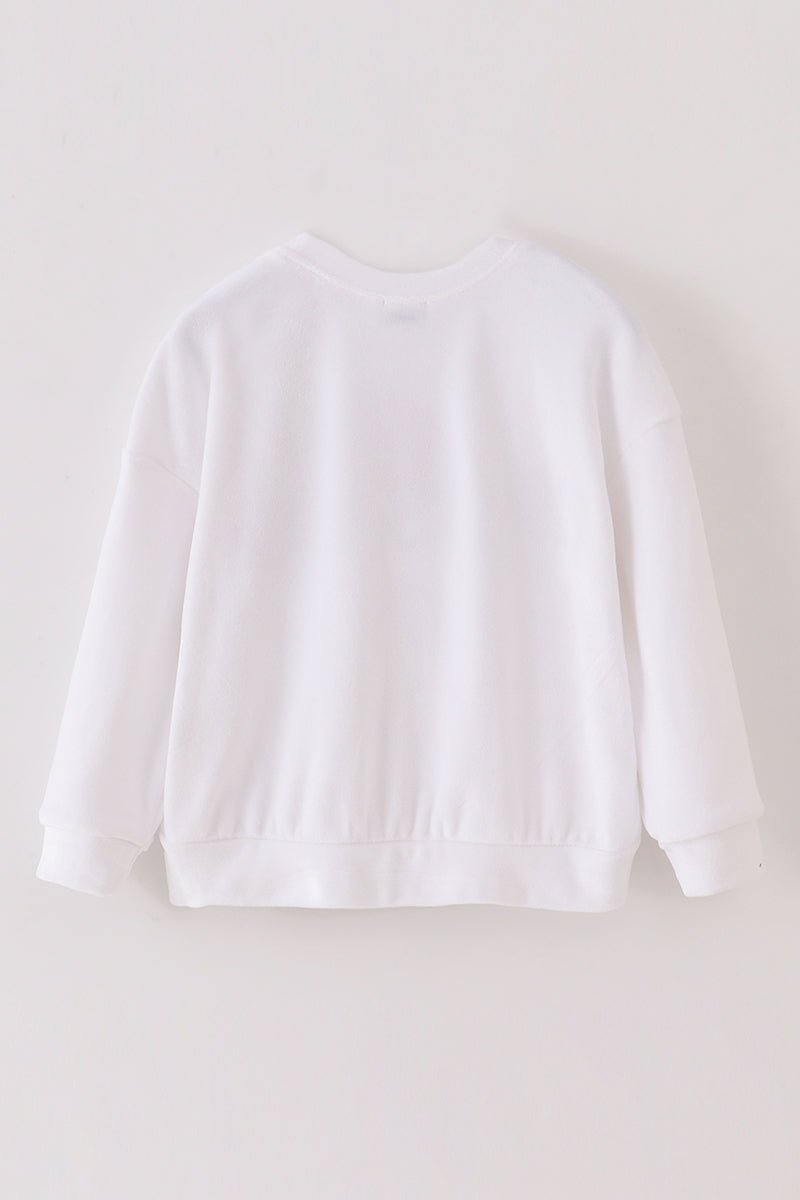 White velvet blessed embroidery mom&me sweatshirt - Giggles with Grace