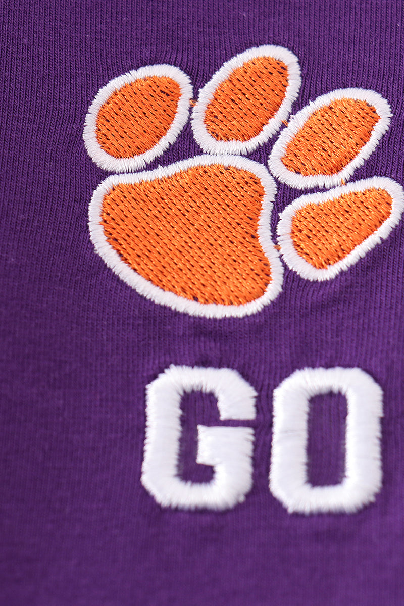 Puprle go tigers embroidery boy top - Giggles with Grace