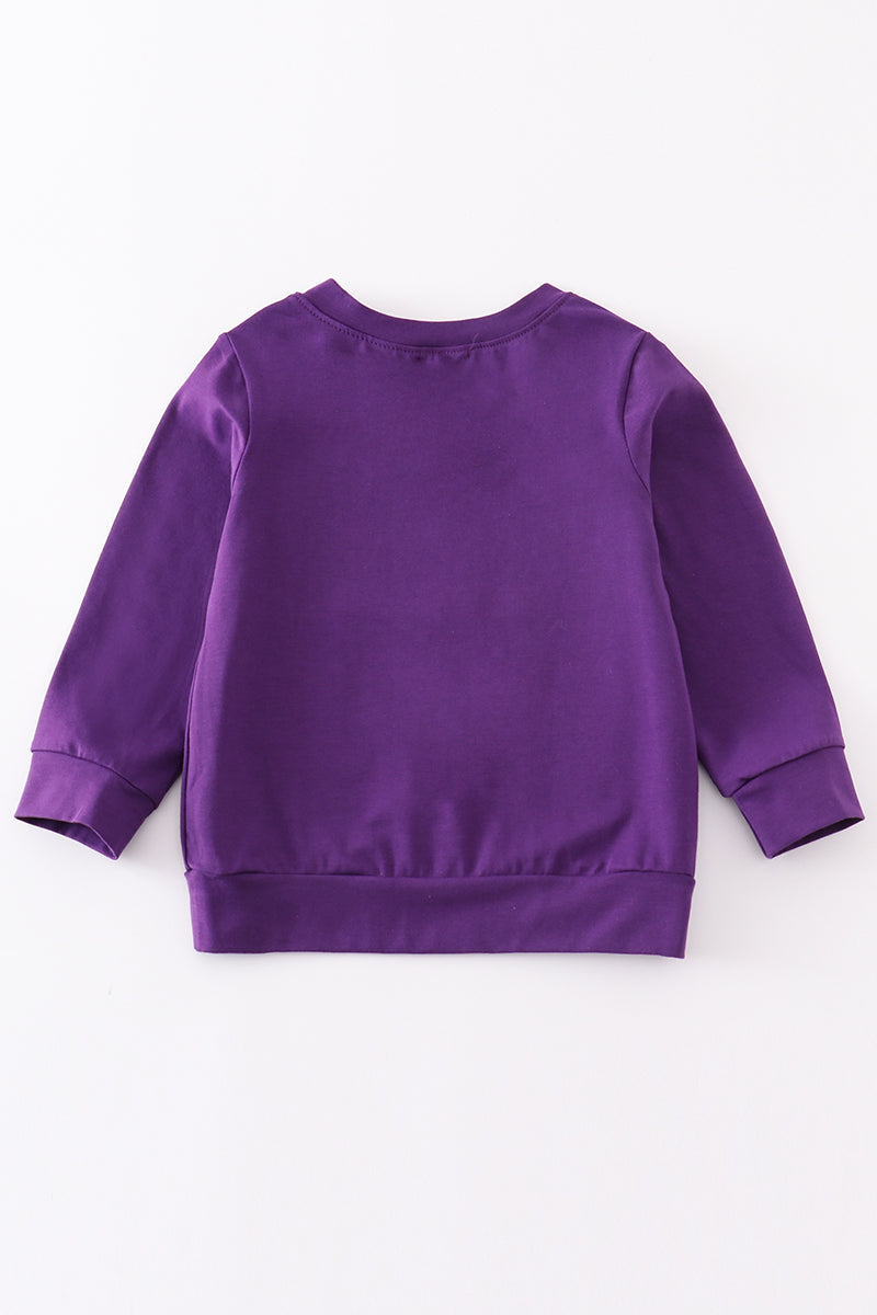 Puprle go tigers embroidery boy top - Giggles with Grace