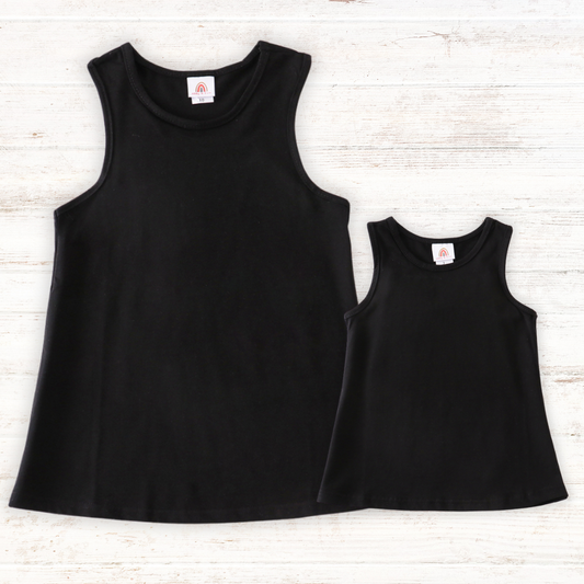Black blank basic kids teens adult tank top - Giggles with Grace