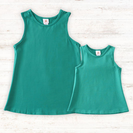 Teal blank basic kids teens adult tank top - Giggles with Grace