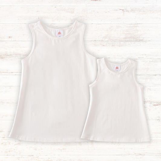White blank basic kids teens adult tank top - Giggles with Grace