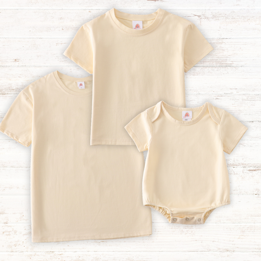 Beige blank basic t-shirt Adult Kids and baby bubble - Giggles with Grace