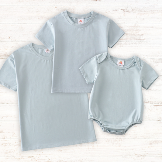 Blue blank basic t-shirt Adult Kids and baby bubble - Giggles with Grace