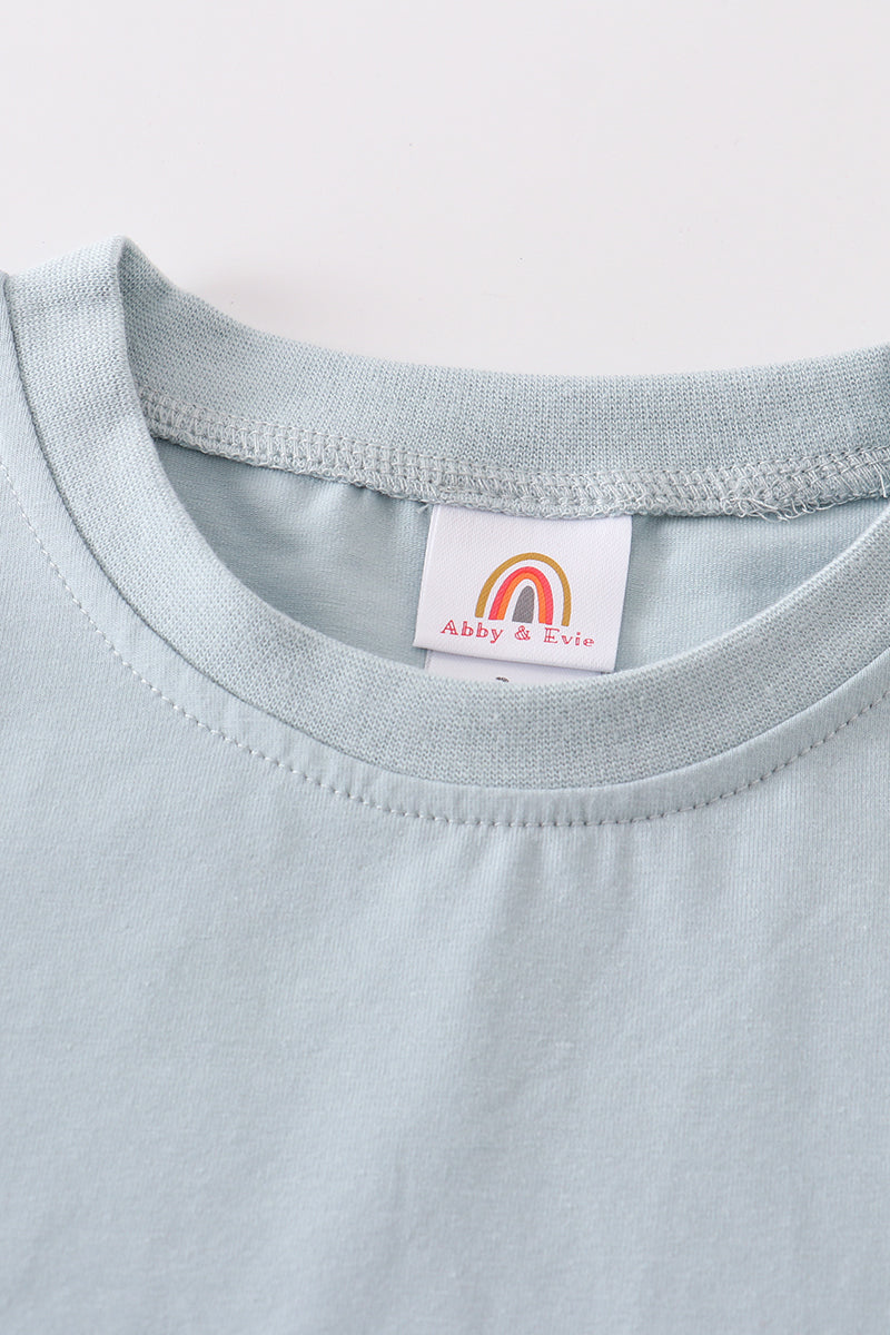 Blue blank basic t-shirt Adult Kids and baby bubble - Giggles with Grace