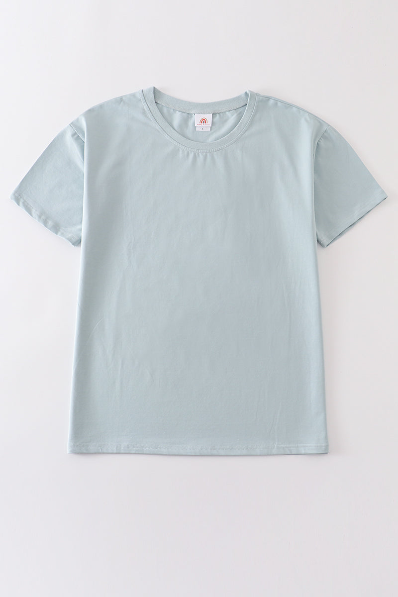 Blue blank basic t-shirt Adult Kids and baby bubble - Giggles with Grace