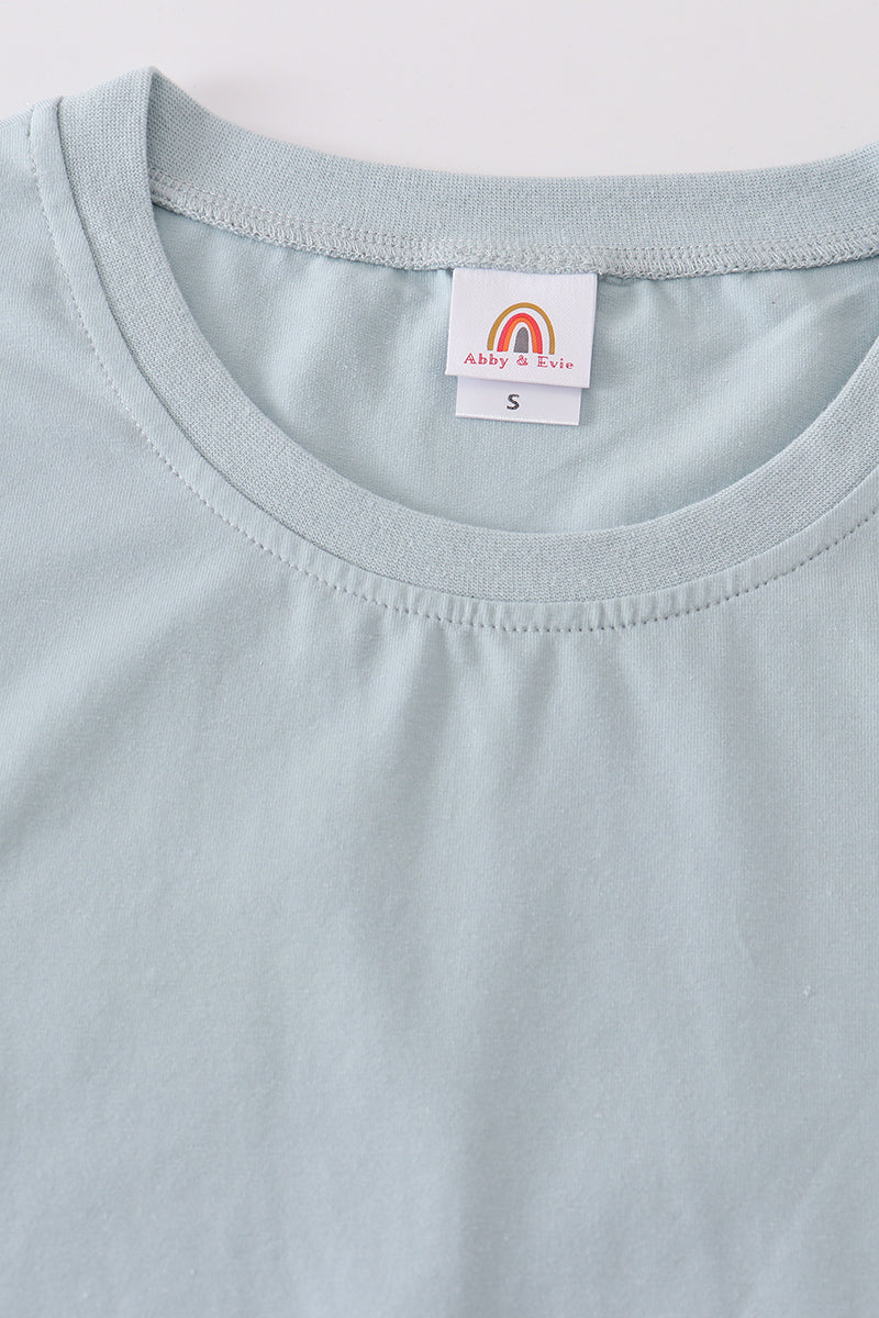 Blue blank basic t-shirt Adult Kids and baby bubble - Giggles with Grace