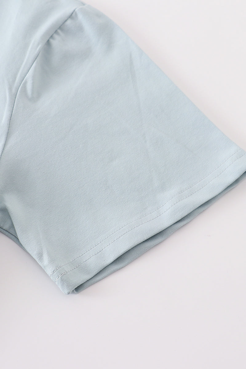 Blue blank basic t-shirt Adult Kids and baby bubble - Giggles with Grace