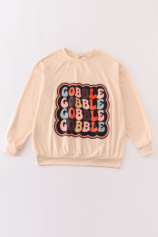 Thanksgiving gobble print women top - Giggles with Grace